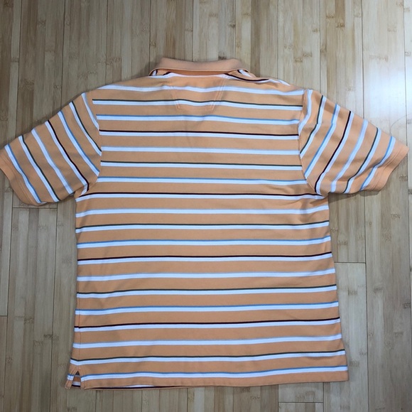 Eddie Bauer Polo Shirt Orange Striped Size Large - Picture 3 of 6